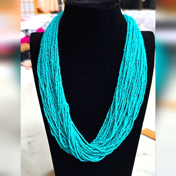 Beautiful Multi-strand Turquoise Beaded Statement Necklace - Picture 5 of 5